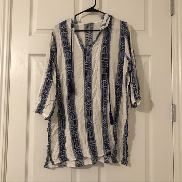 Vici Blue and White Swim Cover Up - Picture 1 of 4